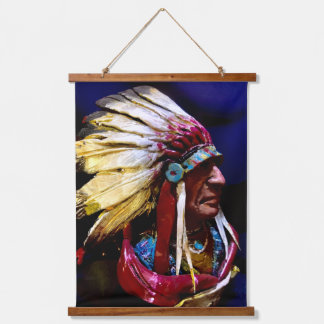 Native "Hunkpapa" Chief original art Wandteppich Mit Holzrahmen
