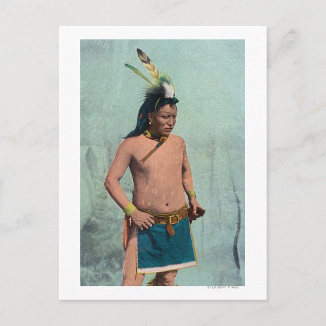 Native Man nannte Lone Elk Postkarte (Vorderseite)