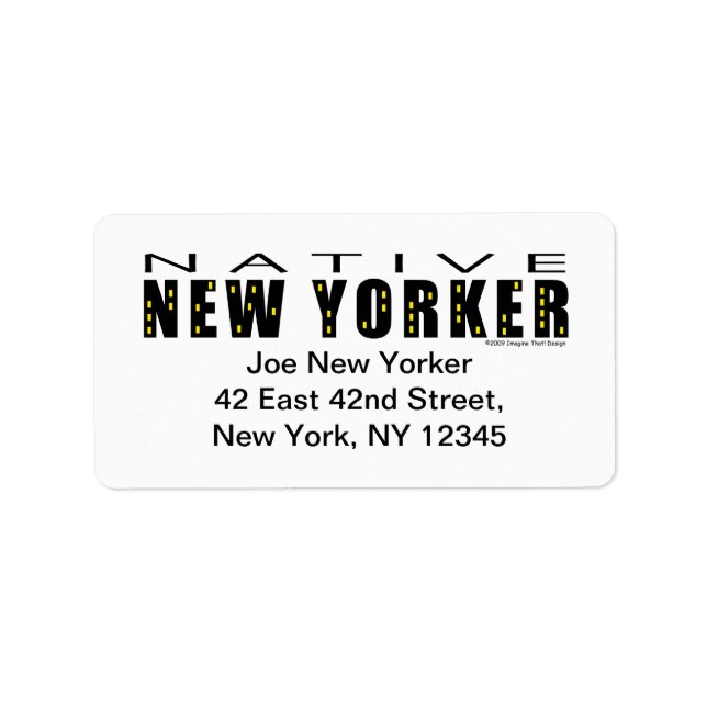 Native New Yorker Address Label Adressaufkleber (Vorne)