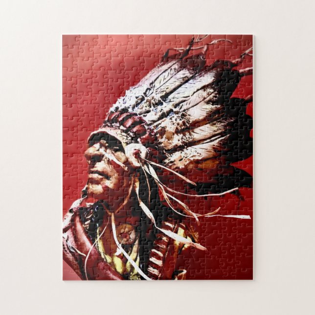 Native "Nez Perce Chief" original art Puzzle (Vertikal)