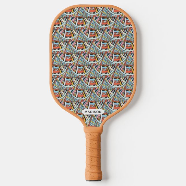 Native Pattern individuelle Name Pickleball Schläger (Vorderseite)