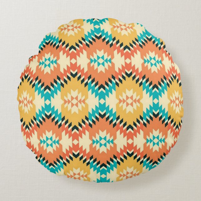 Native Print Round Pillow Rundes Kissen (Vorderseite)