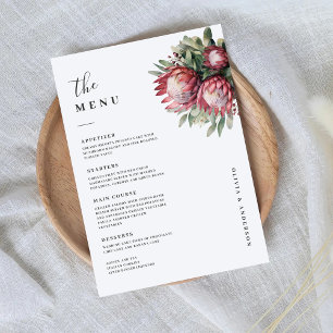 Native Protea Watercolor Floral Boho Botanisch Menükarte