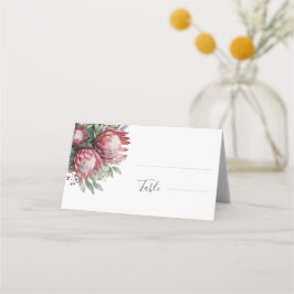 Native Protea Watercolor Floral Boho Botanisch Platzkarte