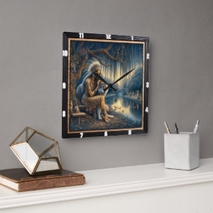 Native River Rhythm: Wildwood Heart Beat Quadratische Wanduhr