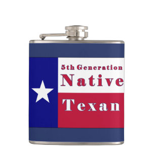 Native Texan Flag der 5. Generation Flachmann