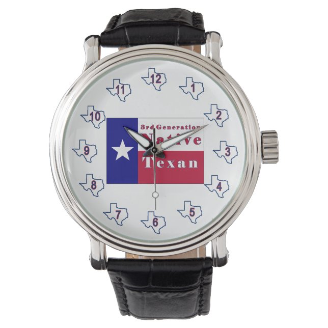 Native Texan Flag der dritten Generation Armbanduhr (Vorderseite)