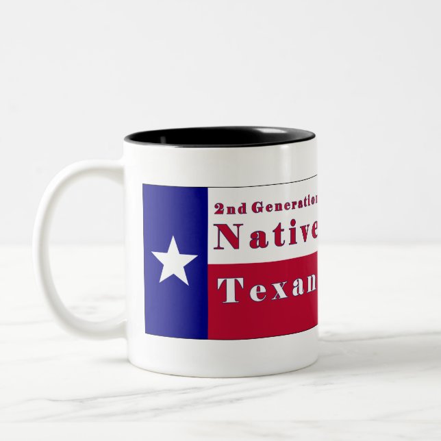 Native Texan Flag der zweiten Generation Zweifarbige Tasse (Links)