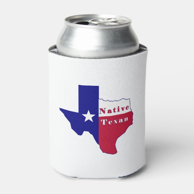 Native Texan Flag Map Dosenkühler (Kanne Vorderseite)