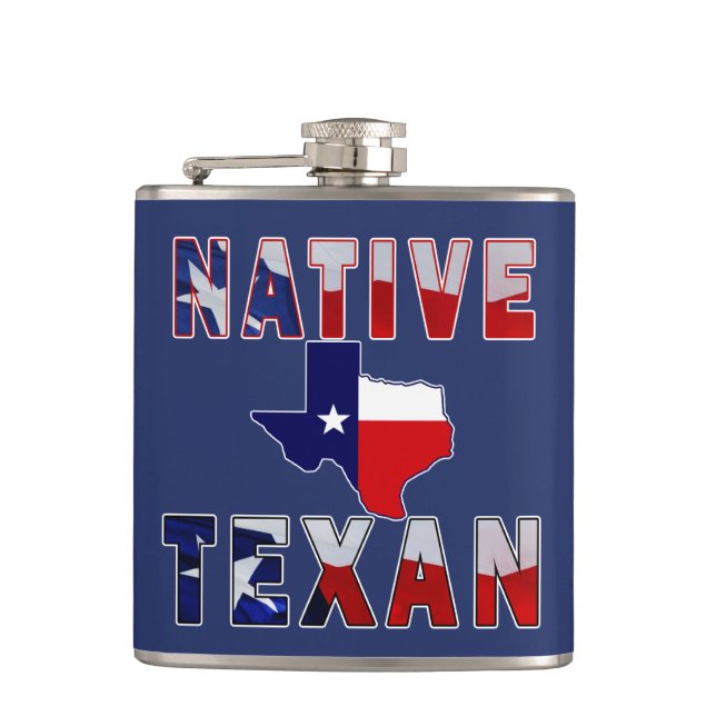 Native Texan Flag Map Flachmann (Vorderseite)