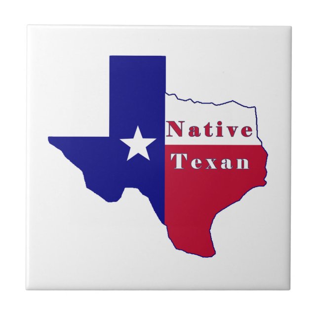 Native Texan Flag Map Fliese (Vorderseite)