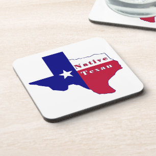 Native Texan Flag Map Getränkeuntersetzer