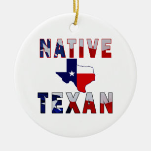 Native Texan Flag Map Keramik Ornament
