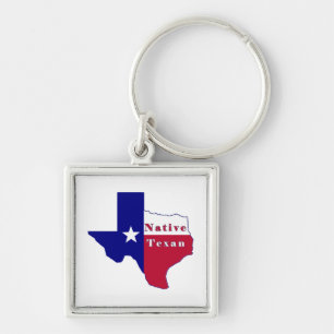 Native Texan Flag Map Schlüsselanhänger