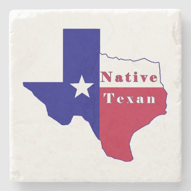 Native Texan Flag Map Steinuntersetzer (Vorderseite)