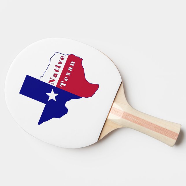 Native Texan Flag Map Tischtennis Schläger (Seitenansicht)
