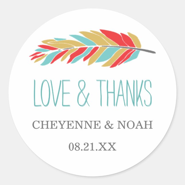Native Themed | Hochzeit Danke, dass Sie Sticker b (Vorderseite)
