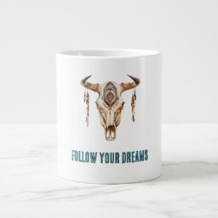 Native Tribal Bull Horns Skull Jumbo-Tasse