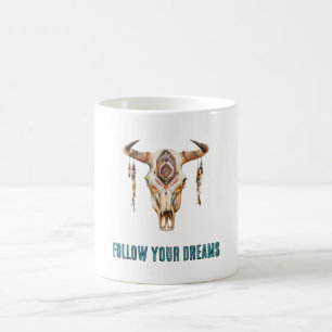 Native Tribal Bull Horns Skull Kaffeetasse