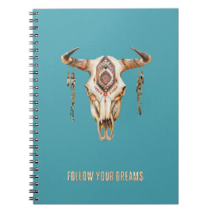 Native Tribal Bull Horns Skull Notizblock