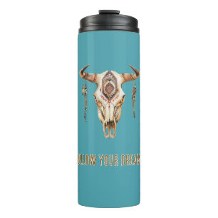 Native Tribal Bull Horns Skull Thermosbecher