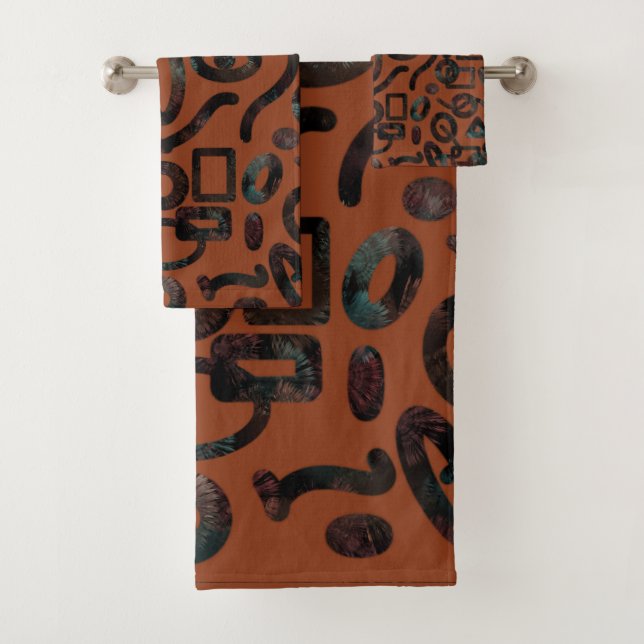 Native Tribal Happy Face Scratchboard Muster Kunst Badhandtuch Set (Insitu)