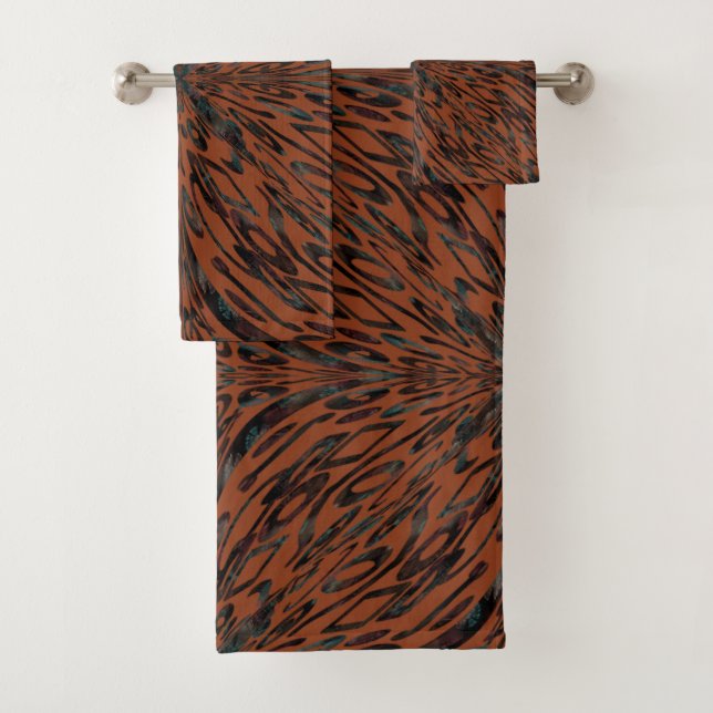 Native Tribal Happy Face Scratchboard Muster Kunst Badhandtuch Set (Insitu)