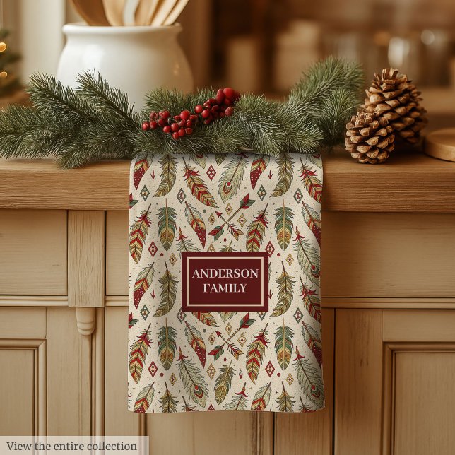 Native Tribal Kitchen Towel Custom Name Accent Geschirrtuch (Native Tribal Kitchen Towel Custom Name Accent)