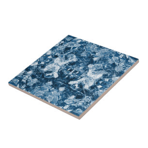 Native Tribal White Dunkel Classic Blue Boho Muste Fliese