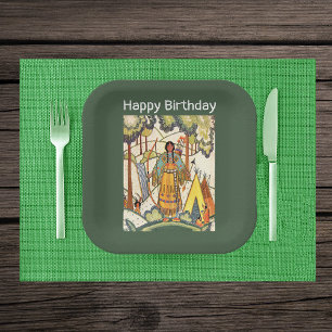 Native Western Amerikanische Ureinwohner Woman Woo Pappteller