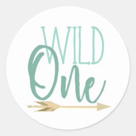 Native Wild One | Erste Geburtstagspartei Runder Aufkleber