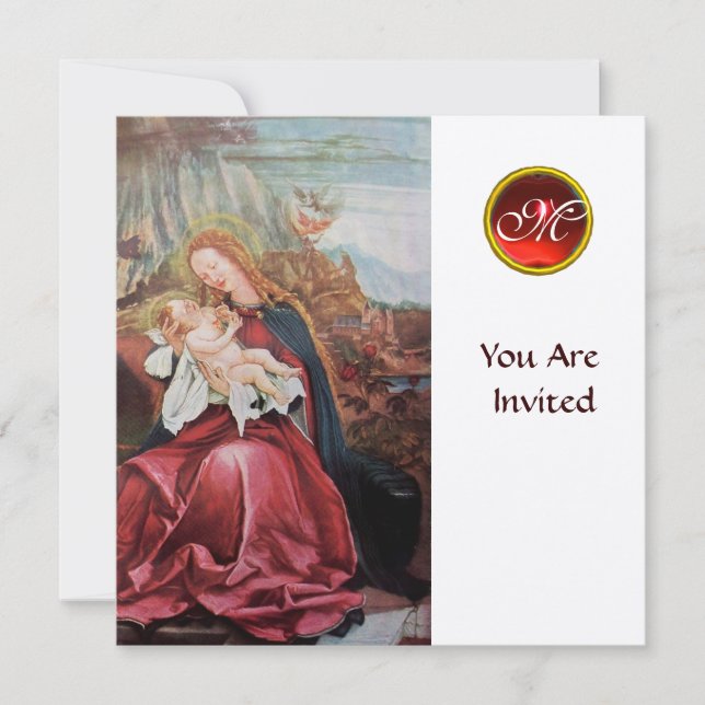 NATIVITÄT MIT ANGELN - MAGIC CHRISTMAS MONOGRAM EINLADUNG (Vorderseite)