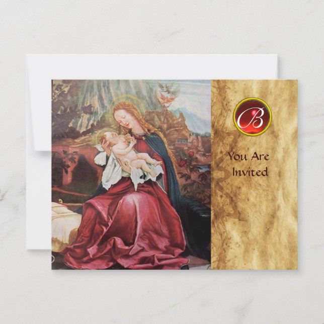 NATIVITÄT MIT ANGELN - MAGIC CHRISTMAS MONOGRAM EINLADUNG (Vorderseite)