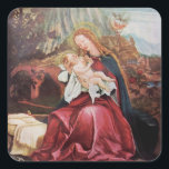NATIVITÄT MIT ANGELN - MAGIC OF CHRISTMAS QUADRATISCHER AUFKLEBER<br><div class="desc">Farbenfrohe und magische Weihnachtsatmosphäre des deutschen Malers Matthias Grunewald ,  Details aus dem Zweiten Staat des Isenheimer Altarchts ,  ausdrucksstarker und intensiver Stil der mittelalterlichen mitteleuropäischen Kunst bis ins 16. Jahrhundert.Öl auf Holz.</div>