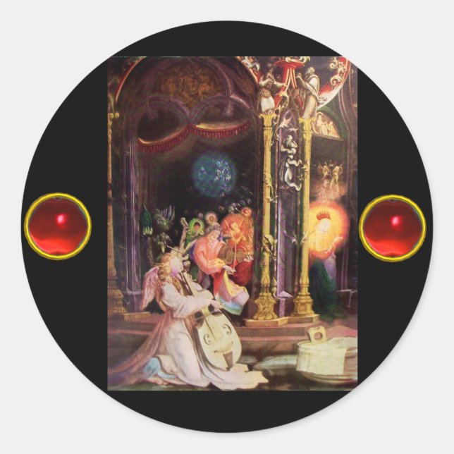 NATIVITÄT MIT ANGELN - MAGIC OF CHRISTMAS RUNDER AUFKLEBER (Vorderseite)