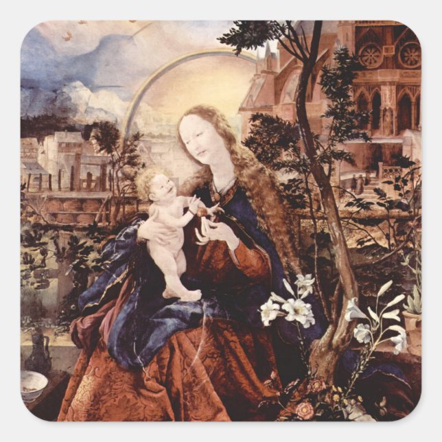 NATIVITÄT MIT WEISSEN LÄCHEN - MAGIC OF CHRISTMAS QUADRATISCHER AUFKLEBER (Vorderseite)