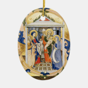NATIVITÄT , PINK UND GOLD Gem Stein Keramik Ornament