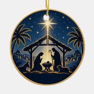 Nativitäts-Silhouette-Christmas-Kreis-Ornament Keramik Ornament