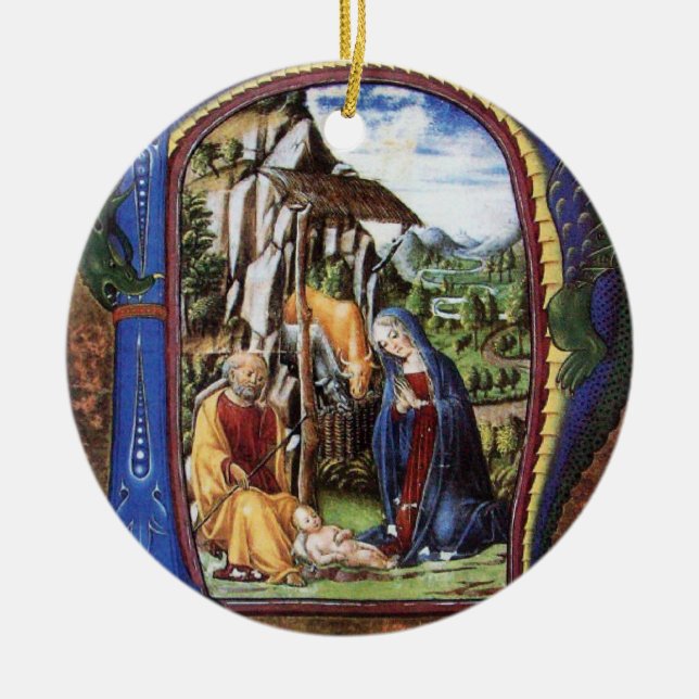 NATIVITÄTSCHRISTMAS-PARKMONOGRAMM KERAMIK ORNAMENT (Vorne)