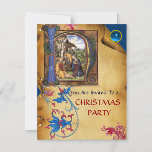 NATIVITÄTSMONOGRAMM FLORAL CHRISTMAS PARCHMENT EINLADUNG