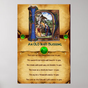 NATIVITY Altirische Weihnachtssegen-Pergament Poster