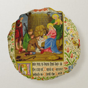 Nativity an Sie ist dieser Tag geboren Rundes Kissen