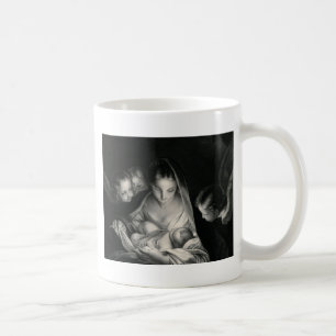 Nativity Baby Jesus Jungfrau Mary Angels Schwarz-w Kaffeetasse