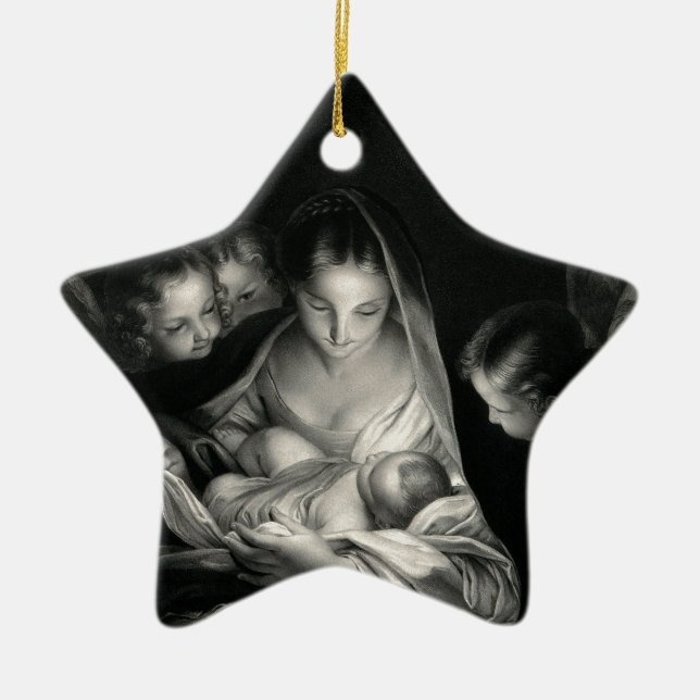 Nativity-Baby-Jesus-Jungfrau-Mary-Engel Keramik Ornament (Vorne)