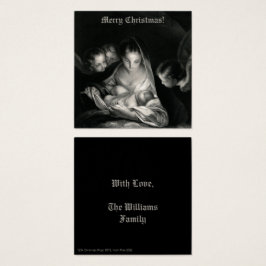 Nativity Baby Jesus Virgin Mary Angels Black White