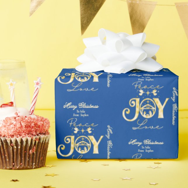 Nativity Christlich Christmas B Gold Peace Joy Lie Geschenkpapier (Geburtstagsparty)