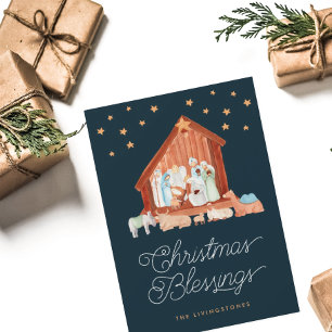 Nativity Christmas Blessings Photo Religious Holid Feiertagskarte