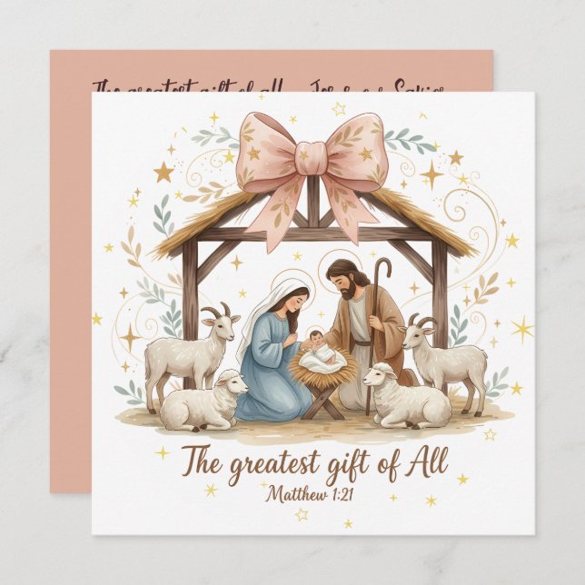 Nativity Christmas Card with Scripture  (Vorne/Hinten)
