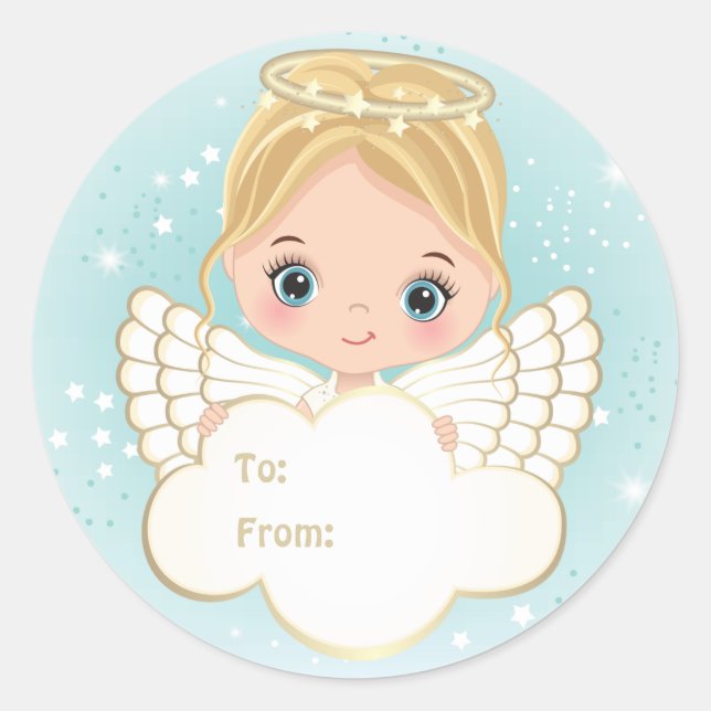 Nativity Cute Angel Holding Cloud Sticker (Vorderseite)