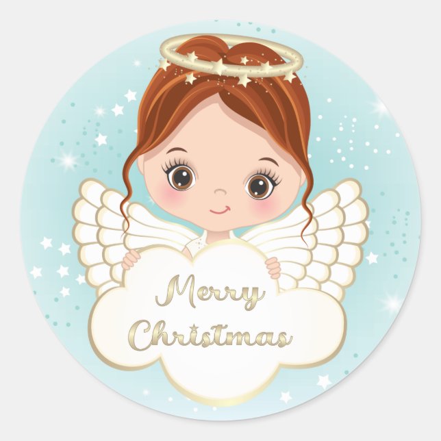Nativity Cute Angel Holding Cloud Sticker (Vorderseite)